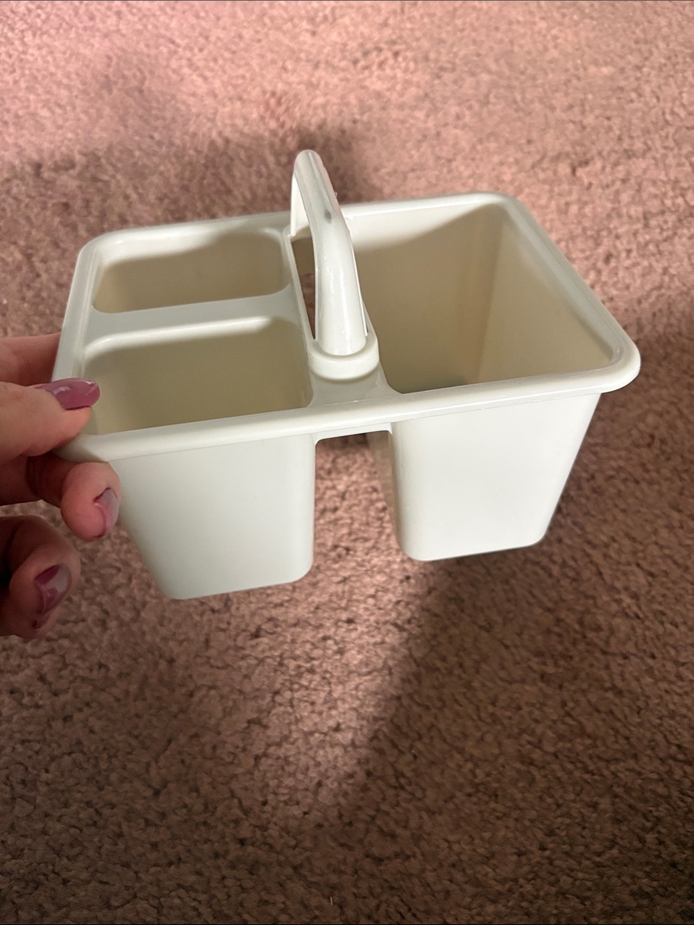 White Plastic Caddy Organizer with Handle - Home Storage & Organization